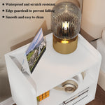 LUCKNOCK Night Stand, White Bedside Table, Modern End Table with Open Storage, Small nightstand for Small Space, Living Room, Bedroom, Kids Room, Dorm.