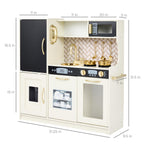Best Choice Products Pretend Play Kitchen Wooden Toy Set for Kids w/Realistic Design, Telephone, Utensils, Oven, Microwave, Sink - Cream