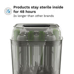 Baby Brezza 10 Minute SuperQuick Bottle Sterilizer + Dryer - Large 8 Bottle Capacity - Steam Sanitization – Universal Fit for All Bottles: Plastic + Glass + Pacifiers + Breast Pump Parts, Stainless