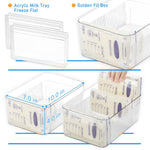 Ugotfeels Breastmilk Storage Container with Freezer Flattener Kit, Large Capacity Organizer Bins for Flattening Milk Bags, Save Refrigerator Space (2 Pack)