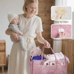 CEI-CEI Baby Diaper Caddy Organizer Large Nursery Storage Basket with Removable Dividers for Newborn Essentials,Changing Table and Car Organizer for Baby Diaper Storage,Baby Shower Gifts（Baby Pink）