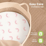 2-Pack Baby Bassinet Sheets Girl, Boy - 33x17 Viscose Derived from Bamboo Bedside Mattress Fitted Bassinet Sheets, Compatible with Halo Bassinest Swivel Sleeper, Baby Delight, Graco(Dreamland)