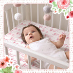 Peryiter 4 Pack Crib Sheets Girl Soft Baby Bed Sheet Set 52'' x 28" Nursery Crib Sheets for Standard Bed for Nursery Decor Baby Boys or Girls(Pink,Coquette Bow)