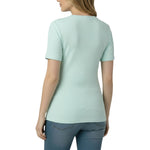 Motherhood Maternity Women's Short Sleeve Crew Neck Cross-Over Nursing Tee Shirt for Breastfeeding with Easy Access, Whispering Blue, Large