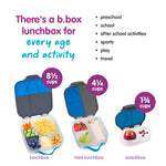 b.box Snack Box - Leakproof Mini Bento Box for Kids & Toddlers, 2 Compartment Snack Containers for Kids, Lunch Containers, Dishwasher Safe, BPA Free, PFAS Free, Ages 4m+, 1 3/4 Cup - Blue Slate