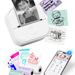 Memoking Sticker Printer - Mini Printer T02 Thermarote Mini Inkless Label Makers Thermal Sticker Maker Machine for Children Students Kid Gift, Compatible with Phone & Tablet, White