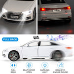 BDTCTK 1/32 A6L Model Cars Toy, Zinc Alloy Diecast Pull Back Toy Cars with Sounds and Lights Vehicles for Kids Boy Girl Gift (White)