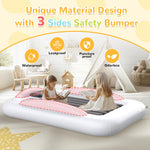Abdtech Inflatable Toddler Travel Bed - Portable Toddler Bed for Kids - Comfortable Kids Air Mattress with 3 Sides Safety Bumpers - Toddler Blow Up Mattress with Sides for Camping Travel（53 Inches）