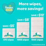 Pampers Sensitive Baby Wipes, Clinically Proven, Fragrance Free, Unscented, Water Based, Hypoallergenic, Multi-Use, Hand Wipes 672 Wipes Total (12X Flip-Top Packs) [Packaging May Vary]