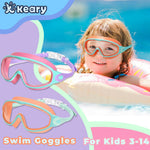 Keary 2 Pack Swim Goggles for Kids 6-14 8-14 Kids Swimming Goggles Age 3-15 4-7 4-16 8-12 For Boys Girls Youth Toddler Children Pool Water Goggle Anti Fog UV Protection Clear Wide View Waterproof