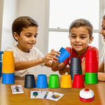 Pairez Toys Quick Stacking Cups Game for Kids - Classic Matching Speed Cup With 24 Cards & 30 Cups - Parent-Child Interactive Family Game for Party or Travel