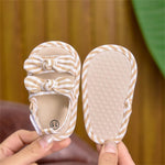Baby Girl Sandals Shoes Stripes Summer Breathable Beach Shoes Non-Slip Soft Soles Shoes First Walking Shoes Crib Shoes Prewalkers Beige