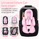 Infant Car Seat Insert with Extra 3 Strap Covers, Thickened Carseat Head and Body Support for Infant, Reversible Baby Car Seat Cushion for Boys Girls, Soft Mink Dot Newborn Insert for Preemie