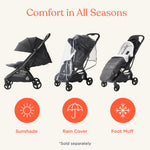 Ergobaby Metro 3 All in One Compact Baby Stroller - Lightweight Travel Stroller - Easy One-Hand Fold for Overhead Airplane Storage (Carries up to 50 lbs) - Car Seat Compatible - Graphite Grey