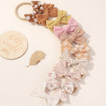 doboi 10PCS Baby Girls Headbands Hair Bows Nylon Linen Hairbands Handmade Hair Accessories for Newborn Infant Toddlers Little Girl and Kids 3.5Inches