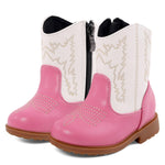 DUONITITI Baby Cowboy Cowgirl Boots Toddler Western Embroidery Round Toe Riding Shoes for All Seasons(Pink,12-18 Months)