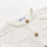 Curipeer Toddler Baby Knit Cardigan Sweater Soft Heart Pompoms Outwear Coat 3T