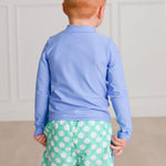 RUGGEDBUTTS Boys UPF50+ Sun Protection Dolphin Hem Swim Trunks - Tee Time, 2T