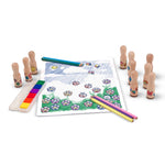 Melissa & Doug Deluxe Happy Handle Stamp Set with 10 Stamps, 5 Colored Pencils, and 6-Color Washable Ink Pad