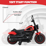 Costzon Toddler Motorcycle, 6V Battery Powered Electric Motorcycle with Detachable Training Wheels, Soft Start, Headlights & Music, Kids Motorcycle Ride on Toy for Toddlers Boys Girls 18+ Months (Red)
