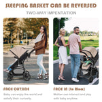 BABY JOY Baby Stroller, 2 in 1 Convertible Carriage Bassinet to Stroller, Pushchair with Foot Cover, Cup Holder, Large Storage Space, Wheels Suspension, 5-Point Harness (Light Coffee)