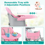 BABY JOY Baby High Chair, 8 in 1 Convertible Highchair for Babies & Toddlers | Booster Seat | Table and Chair Set | Building Block Table | Toddler Chair with Safety Harness, Removable Tray (Pink)