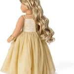 American Girl 2025 Glimmering Gold Holiday Collector Doll, with Light-Blue Eyes, Long Wavy Blonde Hair, Ages 8+