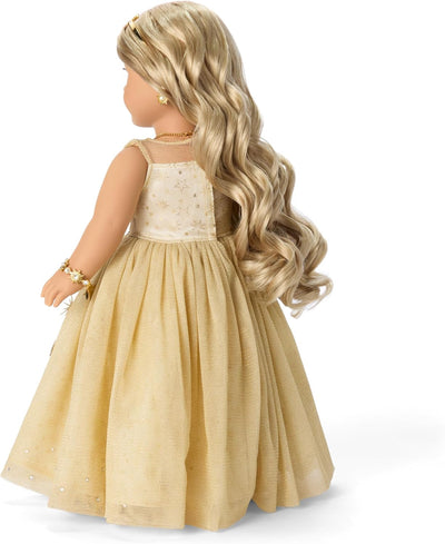 American Girl 2025 Glimmering Gold Holiday Collector Doll, with Light-Blue Eyes, Long Wavy Blonde Hair, Ages 8+