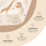 Crane Baby Safari Animal Crib Sheet, Fitted Crib Sheets, 28" x 52" Standard Size Crib Sheets, Cotton Nursery Bedding, Safari Nursery Decor