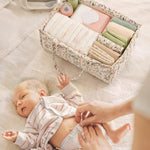 Blissful Diary Floral Diaper Caddy Organizer, Stylish Nursery Storage Basket - Gift for Baby Shower, Baby Registry Must Have, Newborn Essentials - Baby Caddy Organizer - Pastoral Daisy