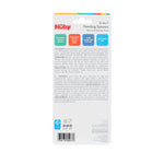 Nuby 2-in-1 feeding spoons packaging with text and icons on a white background