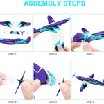 JOYGOGO 32 Pack Glider Planes,8" Long Flying Glider Plane,8 Different Designs,Easy Assembly,Durable Quality-Kids Party Favors for Valentines Airplanes,Birthday Party, Carnival Prizes