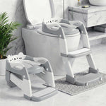 Orzbow Potty Training Seat, Toddler Toilet Seat with Step Stool Ladder, 2-in-1 Toddler Potty Training Toilet Chair for Kids Boys Girls - 5-Level Adjustable Height | Splash Guard | Anti Slip Pad, Grey