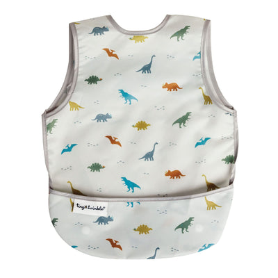 Baby bib with dinosaur pattern on a white background