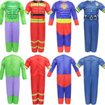 Boys Muscle Chest Dress up Costumes Trunk with Superhero, Policeman, Fireman Costume, Kids Pretend Role Play Costumes Set, Boys Dress up Clothes for Kids Ages 3 4 5 6 7