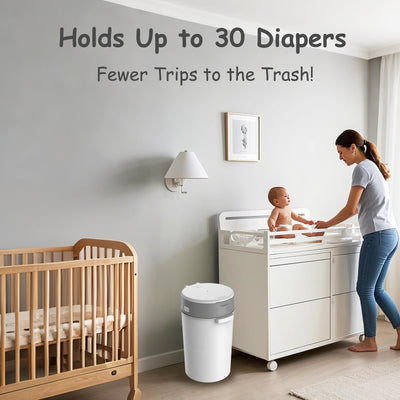 Bellababy Diaper Pail, Upgrade Baby Diaper Bin with Double Odor Locking, Includes 4 Refills (270 inches/pcs), Compact Design for Nursery
