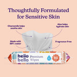 Hello Bello Premium Wipes, Designed for Sensitive Skin with Chamomile & Aloe Extracts, Flower Pop (9 Resealable Packets = 540 Total Wipes)