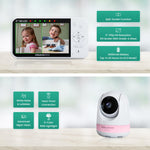 Babysense Prisma Baby Monitor with Camera and Audio, 5” HD Video Baby Monitor, 6-Color Night Light, Split Screen, Baby Sound Machine with White Noise & Lullabies, Secure No WiFi