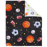 PERFEMET Sports Theme Toddler Boys Bedding Set 4 Pieces Basketball Football Printed Toddler Comforter Set Reversible Design Ball Games Bed in A Bag (Black, Toddler)