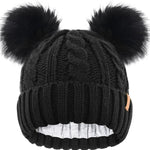 FURTALK Toddler Warm Winter Hat Kids Baby Knitted Soft Beanie with Double Faux Fur Pom Poms for Girls Boys