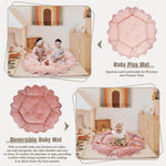 5-in-1 Plush Baby Play Gym, Baby Play Mats, Convertible Baby Gym with Pillow, Tummy time mat, 6 Sensory Toys, Baby Activity Center from Newborn to Toddler, Pet Bed, Cat & Dog Bed, Ball Pit, Pink