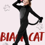 Spooktacular Creations Girls Cat Costume, Black Cat Plush Costume, Child Outfit Set with Tail Headband Gloves for Kids Halloween Role Play Themed Parties, M