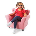 Melissa & Doug Pink Faux Leather Child’s Crown-Back Armchair (Kid’s Furniture) Princess Chair for Toddlers, Children's Furniture, Pink Chair for Kids