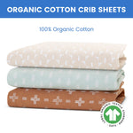 Delta Children Fitted Crib Sheets for Girls and Boys - 100% Organic Cotton Crib Sheet for Standard Crib and Toddler Mattresses - 28x52 Inch - GOTS Certified (Pack of 3), Neutral Boho