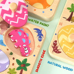 Zeoddler Wooden Puzzles for Toddlers, 8 Pcs Dinosaur Matching Egg Puzzle, Montessori Toys for Boy Girl Easter Birthday Gifts, Preschool Learning Activities & Educational Toys for Boys, Girls