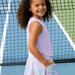 PATPAT Girls 2 Piece Tennis Skirt Set Size 10-11, Purple Tank Tops and Purple Tie Dye Pleated Skort with Built In Shorts 2 Piece Outfits Clothes For Girls Gym Outfits Athletic Sets Activewear