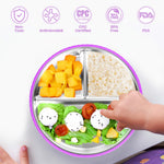 Semloo Stainless Steel Kids Plates with Suction, 2Pack 9" Divided Toddler Plates Removable Non Slip Silicone Sleeves Baby Feeding Led Weaning Supplies, BPA Free, Unbreakable Dishwasher Safe