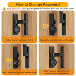 Barn Door Lock,Flip Latch Lock with Combination,90 Degree Sliding/Swinging Door Lock,Cabinet 3-Digit Password Keyless,Gate Latches Bolt for Gate Barn Door Garage Shed Window(Black,90 Degree)