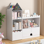 Decofy Toy Storage Organizer, Wood Kids Castle Bookshelf, 6 Cubby Children Bookcase, Montessori Book Shelf for Nursery, Playroom, Living Room [Size: 39.4’’ L* 11.8 ‘’ W * 39.4’’ H] White