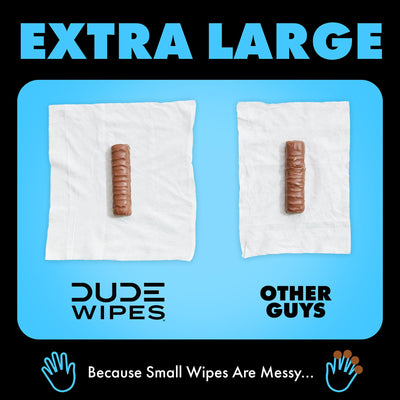 DUDE Wipes - Flushable Wipes Travel Pack - 6 Pack, 108 Wipes - Extra Large Unscented Wet Wipes with Vitamin E & Aloe - Septic and Sewer Safe Butt Wipes For Adults